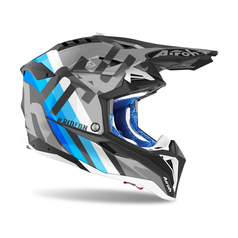 Airoh Aviator 3.0 Rainbow 2021 motocross kaciga sivo-plavo-bijela