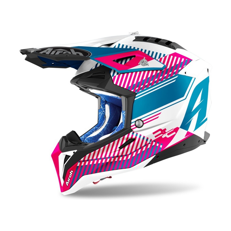 Airoh Aviator 3.0 Wave 2022 kaciga za motocross bijelo-plavo-ružičasta