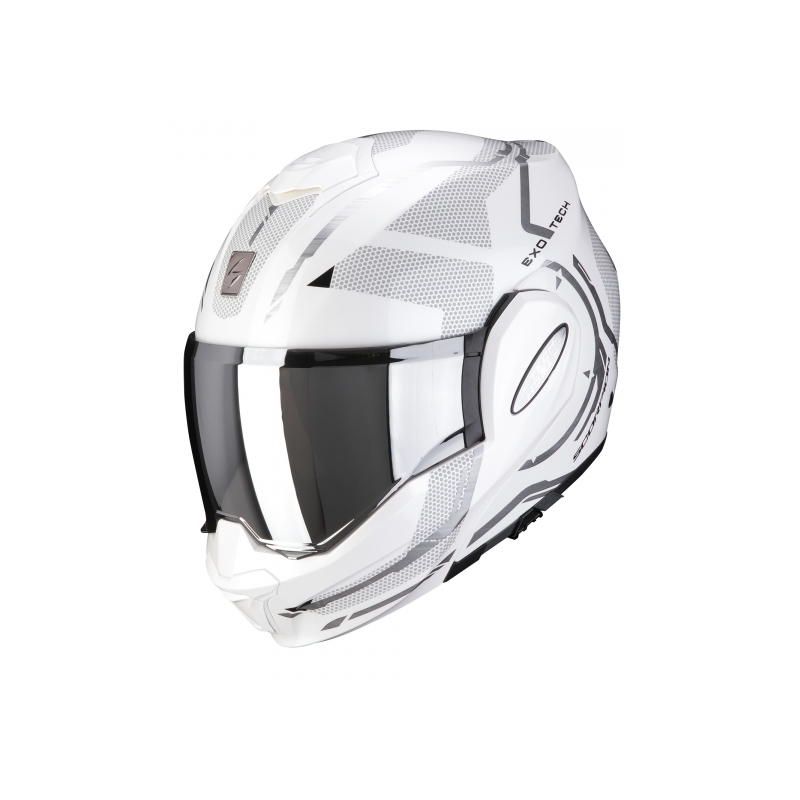 Preklopna kaciga Scorpion EXO-TECH Square bijelo-srebrna