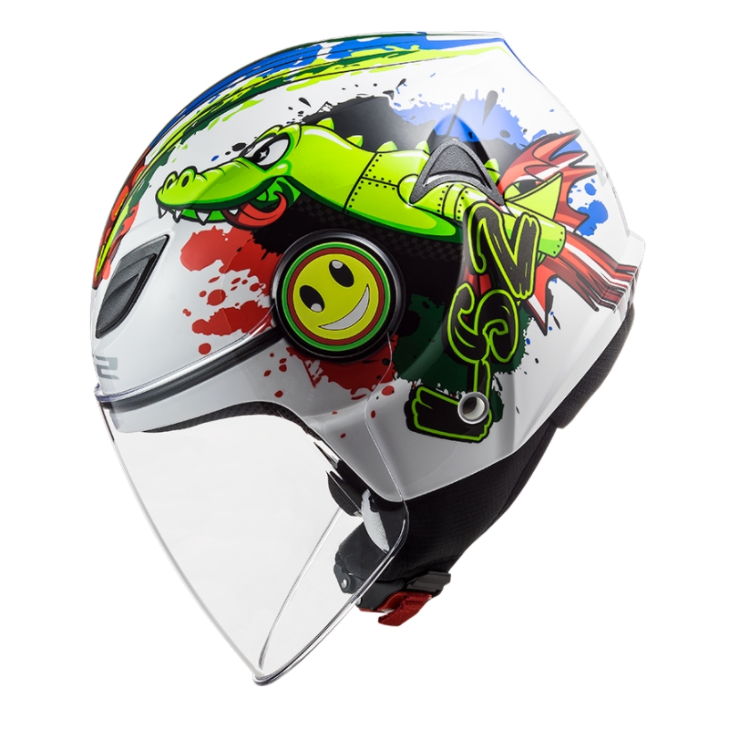 Dječja otvorena motoristička kaciga LS2 OF602 Funny Croco bijela