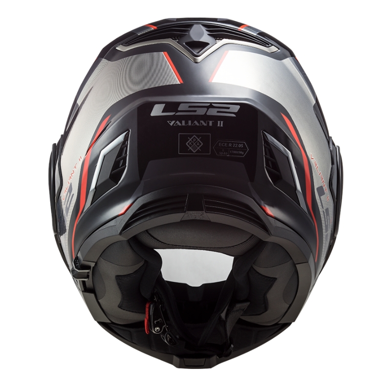 LS2 FF900 Valiant II Hub preklopna motociklistička kaciga crno-sivo-crvena