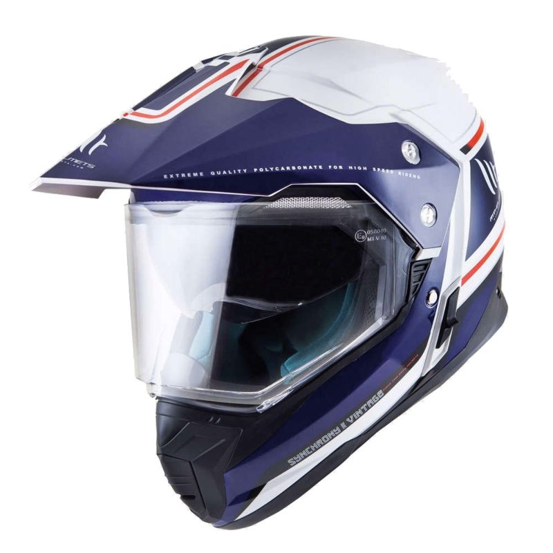 Enduro kaciga MT Synchrony Duosport SV Tourer bijelo-plavo-crvena - II. kvaliteta