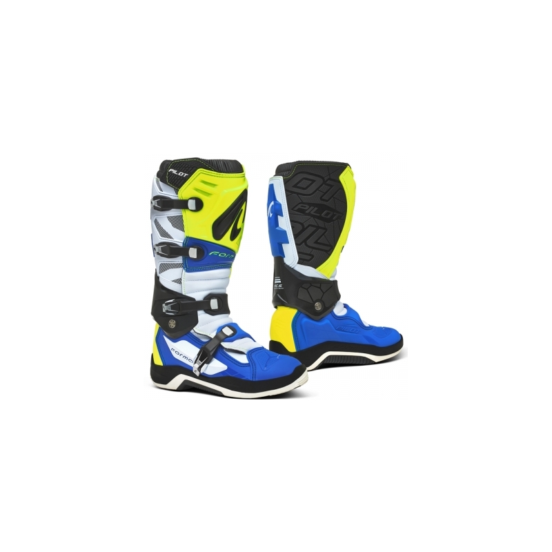 Motorističke čizme Forma Pilot plavo-bijele-fluo žute