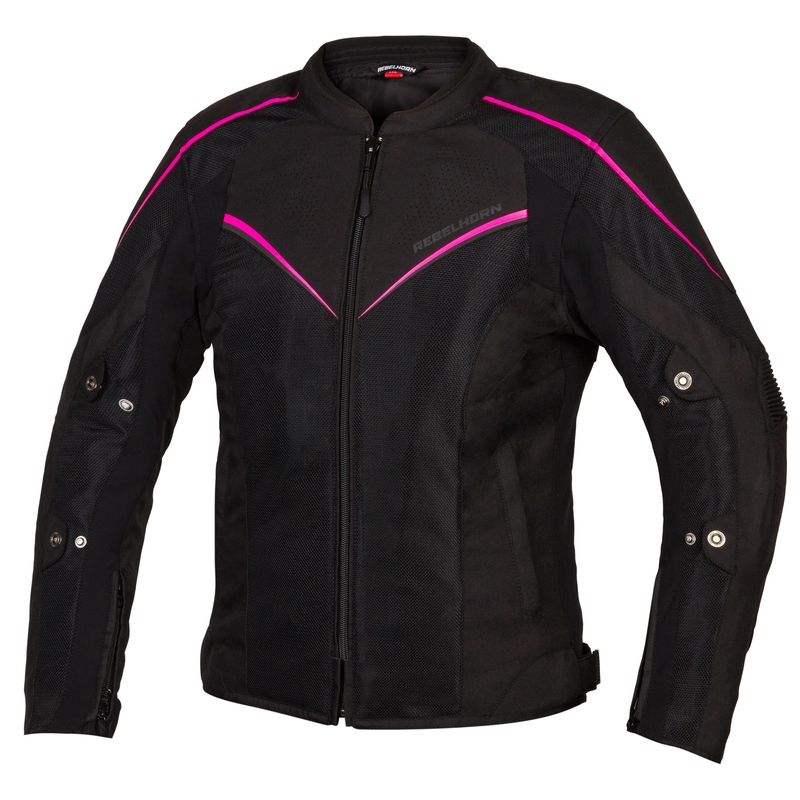 Ženska motoristička jakna Rebelhorn Hiflow IV crno-fluo pink rasprodaja