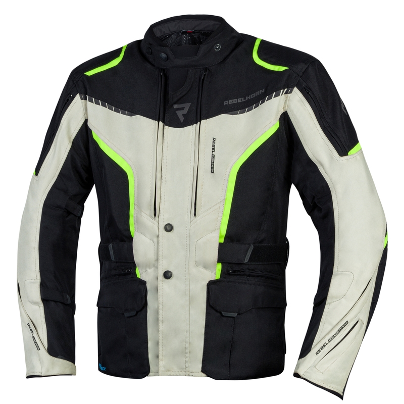 Motociklistička jakna Rebelhorn Hiker III crno-sivo-fluo žuta rasprodaja