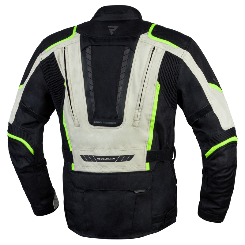 Motociklistička jakna Rebelhorn Hiker III crno-sivo-fluo žuta rasprodaja
