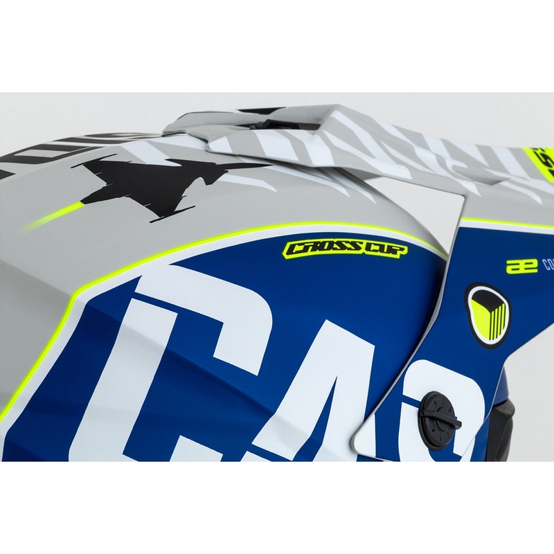 Motocross kaciga Cassida Cross Cup Sonic fluo žuto-plava mat