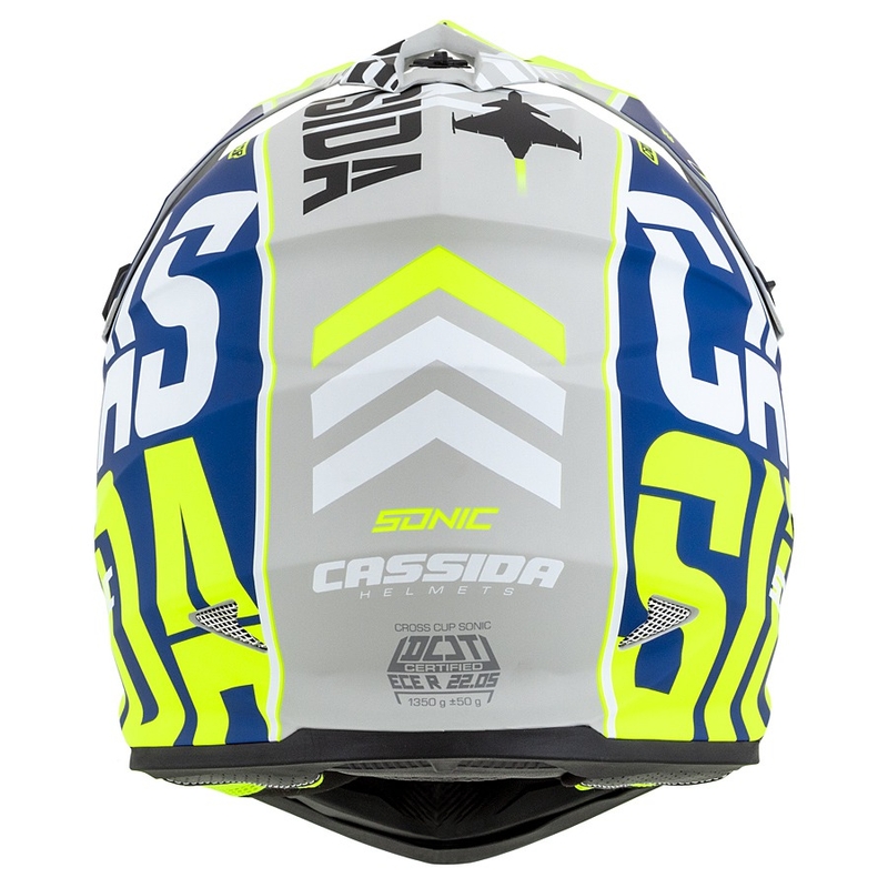 Motocross kaciga Cassida Cross Cup Sonic fluo žuto-plava mat