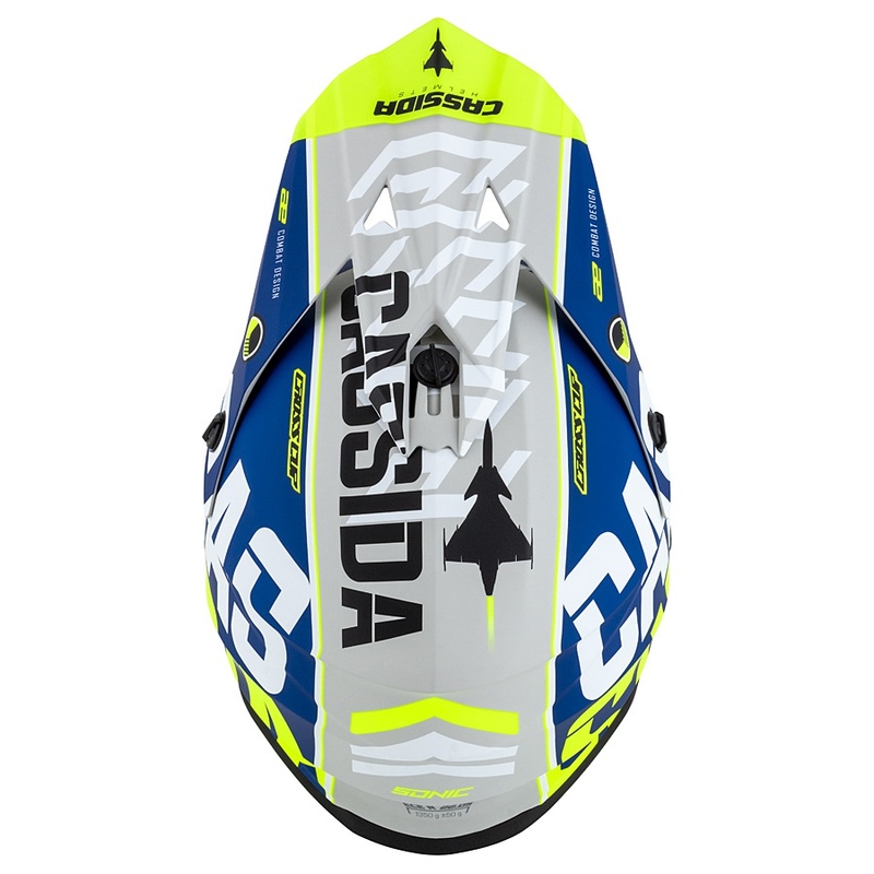 Motocross kaciga Cassida Cross Cup Sonic fluo žuto-plava mat