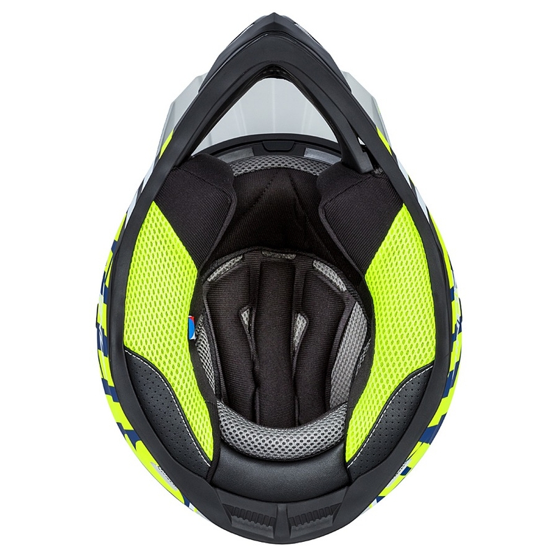Motocross kaciga Cassida Cross Cup Sonic fluo žuto-plava mat