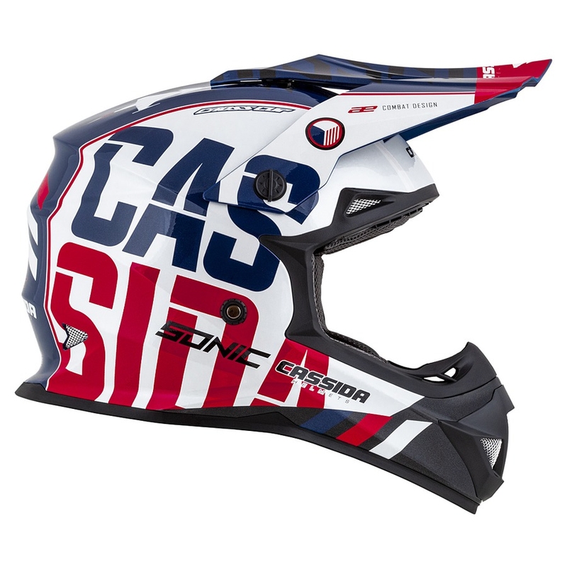Motocross kaciga Cassida Cross Cup Sonic crveno-plavo-bijela