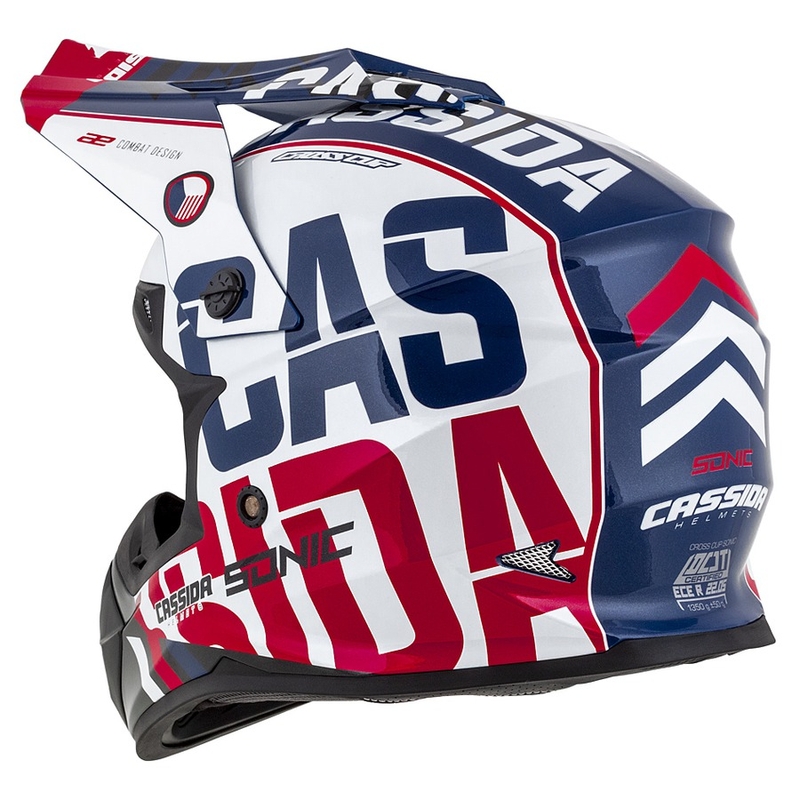 Motocross kaciga Cassida Cross Cup Sonic crveno-plavo-bijela