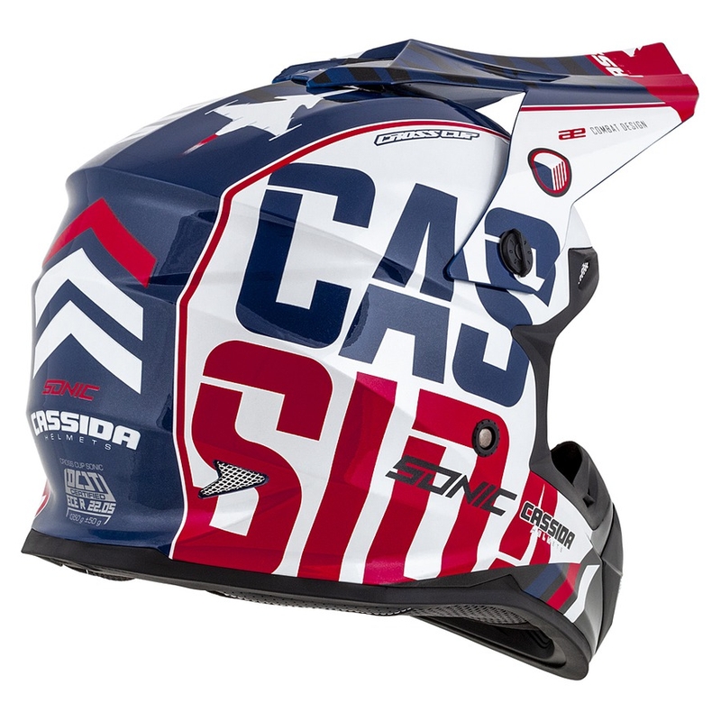 Motocross kaciga Cassida Cross Cup Sonic crveno-plavo-bijela
