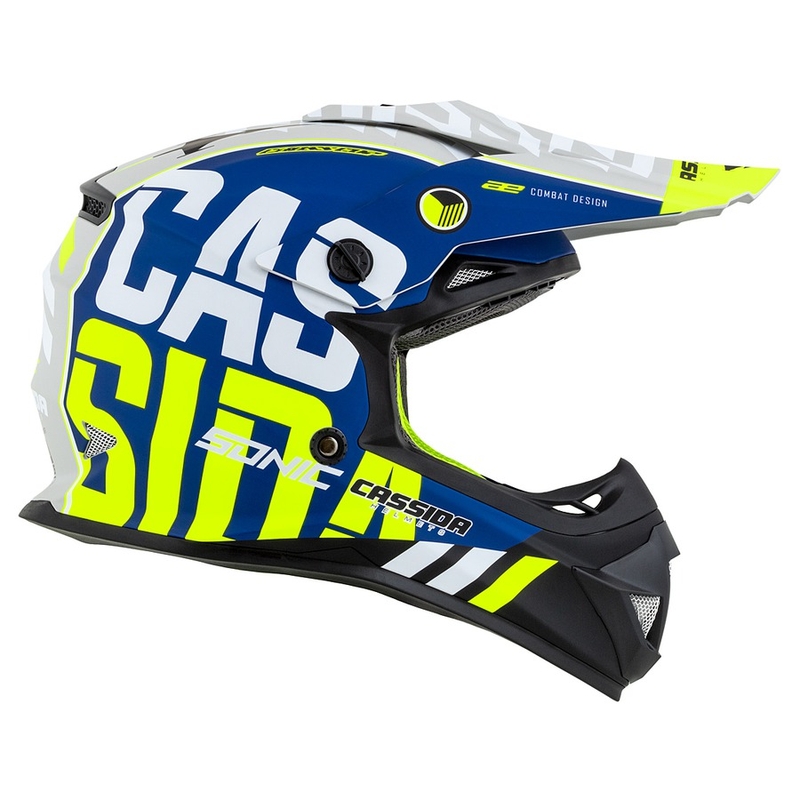 Dječja kaciga za motocross Cassida Cross Cup Sonic Junior fluo žuto-plava mat rasprodaja