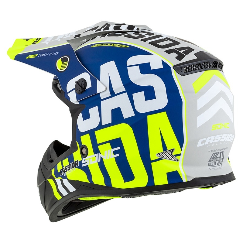Dječja kaciga za motocross Cassida Cross Cup Sonic Junior fluo žuto-plava mat rasprodaja