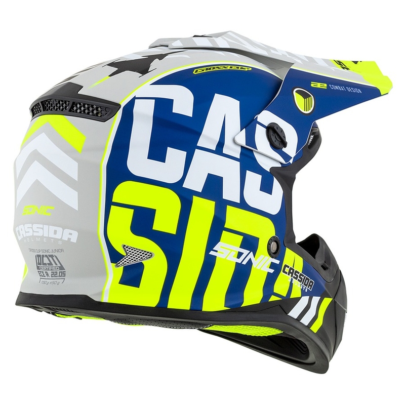 Dječja kaciga za motocross Cassida Cross Cup Sonic Junior fluo žuto-plava mat rasprodaja