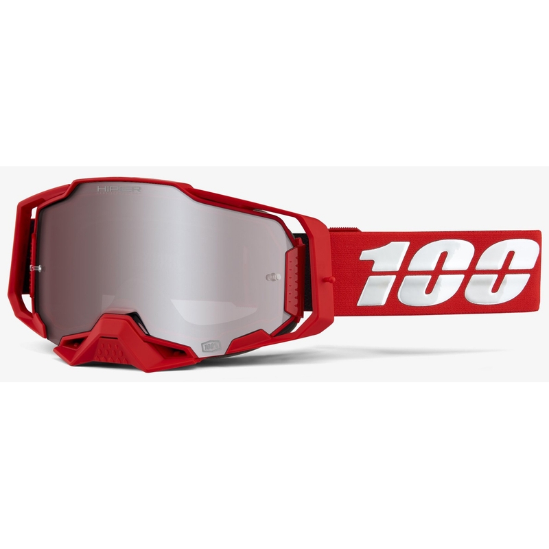 Naočale za motocross 100% ARMEGA crvene (srebrni pleksiglas)