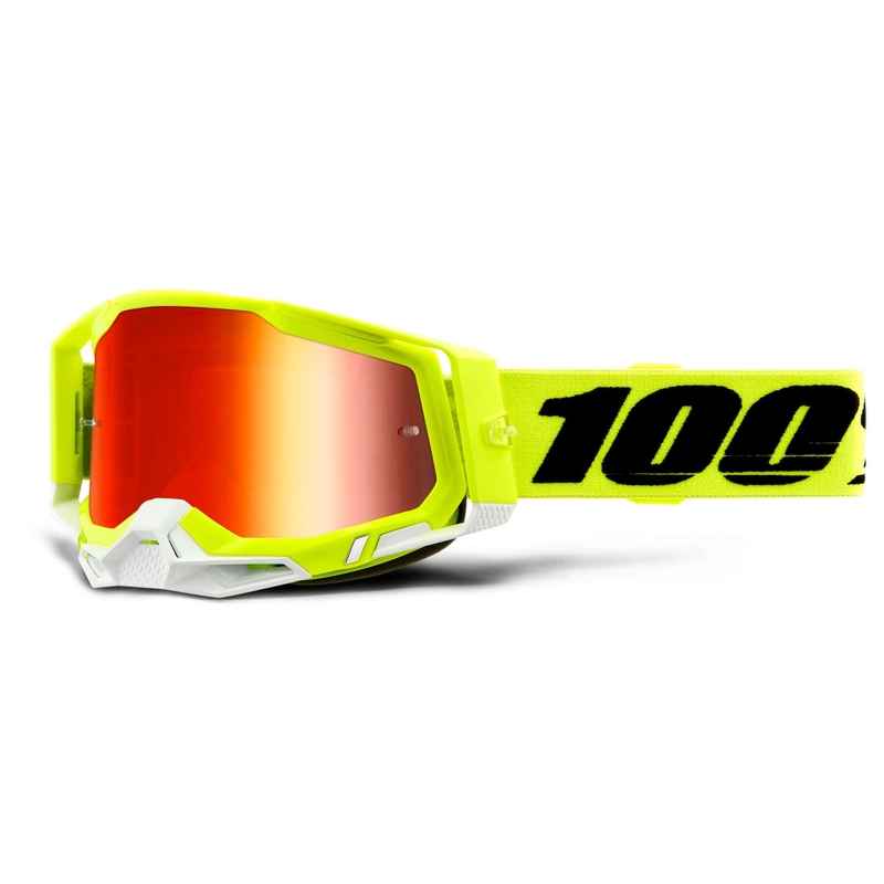 Naočale za motocross 100% RACECRAFT 2 fluo žute (crveno zrcalno pleksiglas)