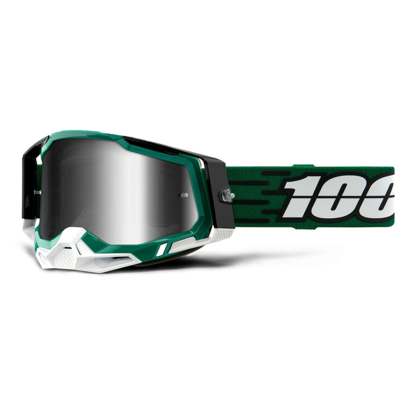 Naočale za motocross 100% RACECRAFT 2 zelene (srebrni zrcalni pleksiglas)