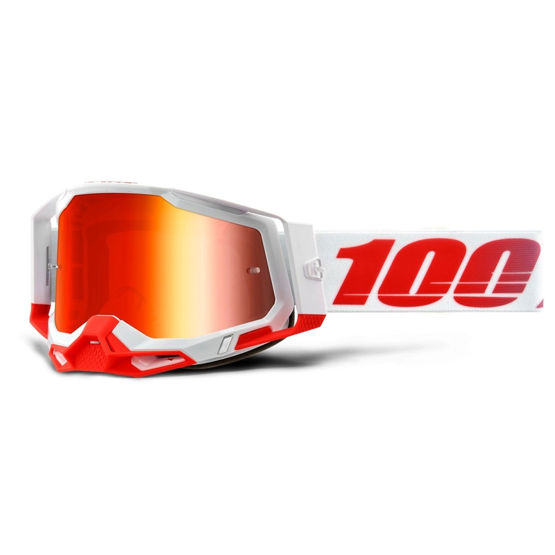 Motocross naočale 100% RACECRAFT 2 bijelo-crvene (crveni zrcalni pleksiglas)