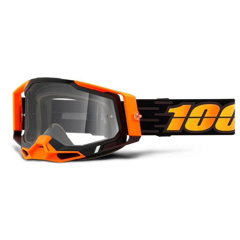 Naočale za motocross 100% RACECRAFT 2 crno-narančaste (prozirni pleksiglas)