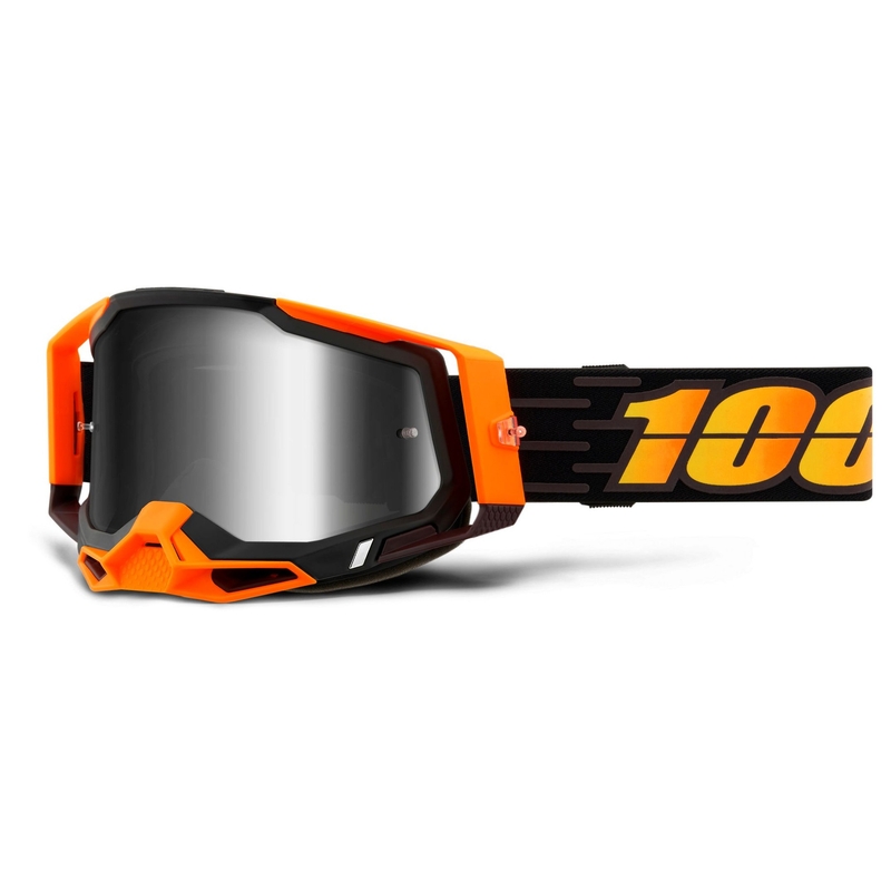 Naočale za motocross 100% RACECRAFT 2 crno-narančaste (pleksiglas srebrnog zrcala)