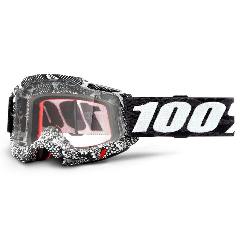 Motocross naočale 100% ACCURI 2 crno-bijele (prozirni pleksiglas)