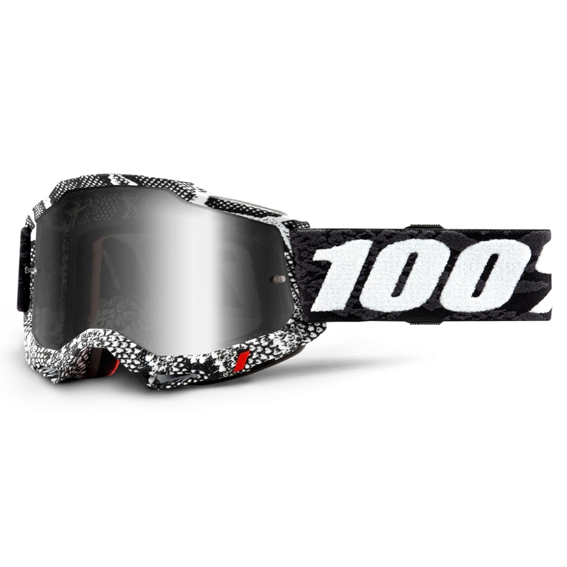 Naočale za motocross 100% ACCURI 2 crno-bijele (srebrni zrcalni pleksiglas)