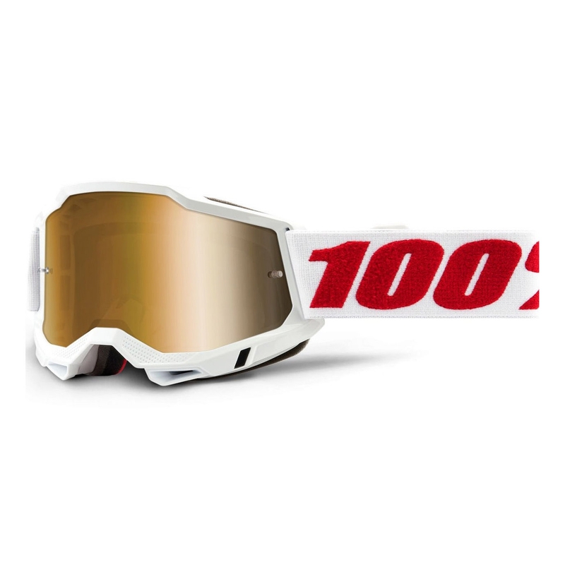 Naočale za motocross 100% ACCURI 2 bijele (zlatni pleksiglas)