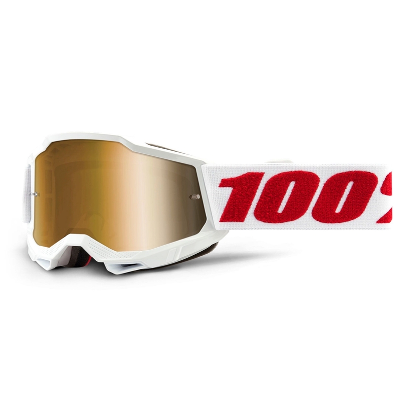 Dječje naočale za motocross 100% ACCURI 2 bijele (zlatni pleksiglas)