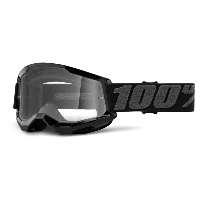 Naočale za motocross 100% STRATA 2 crne (prozirni pleksiglas)