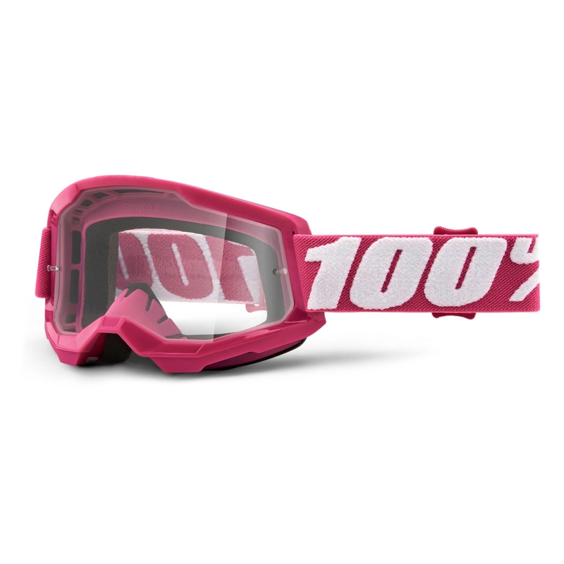 Naočale za motocross 100% STRATA 2 Fletcher Pink (prozirni pleksiglas)