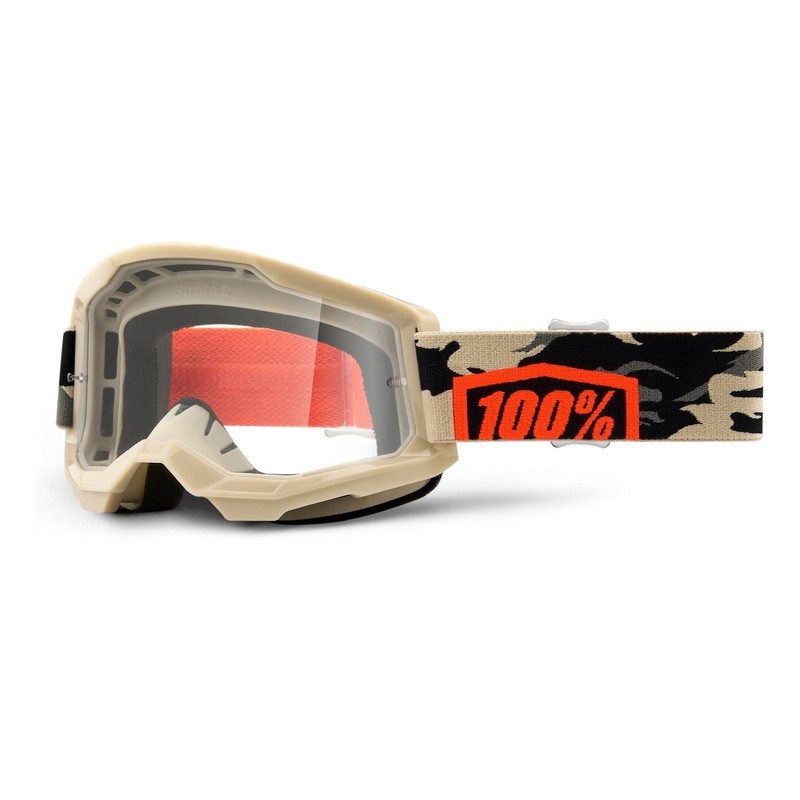 Naočale za motocross 100% STRATA 2 Kombat bež (prozirni pleksiglas)