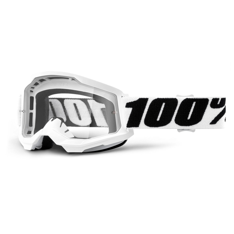 Naočale za motocross 100% STRATA 2 Everest bijele (prozirni pleksiglas)