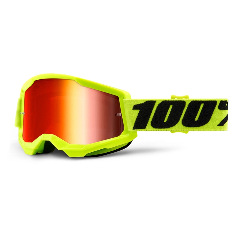 Motocross naočale 100% STRATA 2 fluo žute (crveni zrcalni pleksiglas)