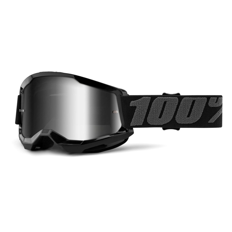 Naočale za motocross 100% STRATA 2 crne (srebrni zrcalni pleksiglas)