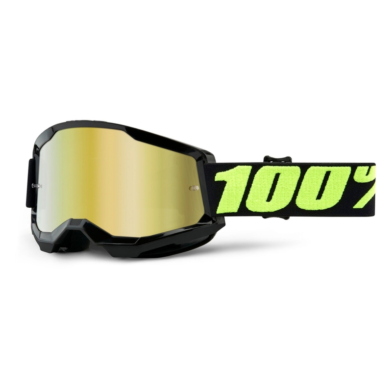 Naočale za motocross 100% STRATA 2 crne (zlatni zrcalni pleksiglas)