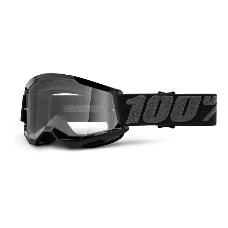 Dječje naočale za motocross 100% STRATA 2 crne (prozirni pleksiglas)
