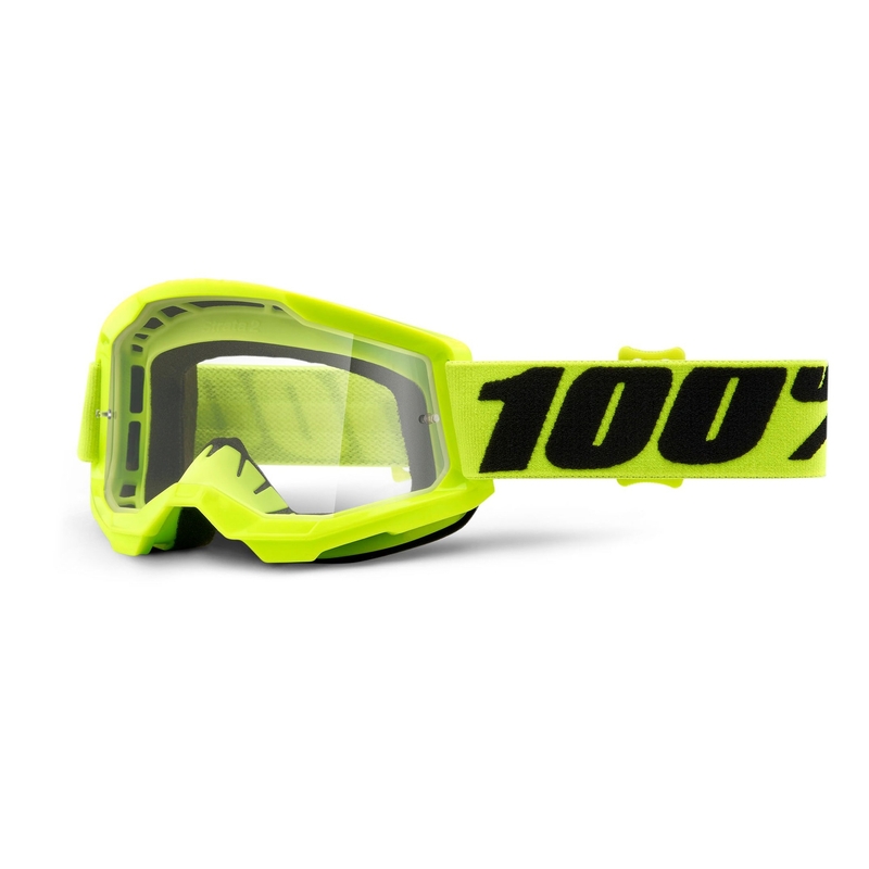 Dječje motocross naočale 100% STRATA 2 fluo žute (prozirni pleksiglas)