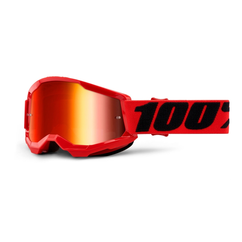 Dječje naočale za motocross 100% STRATA 2 crvene (crveni zrcalni pleksiglas)