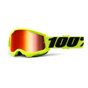 Dječje motocross naočale 100% STRATA 2 fluo žute (crveni zrcalni pleksiglas)