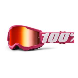 Dječje naočale za motocross 100% STRATA 2 pink (crveni zrcalni pleksiglas)