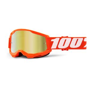 Dječje naočale za motocross 100% STRATA 2 narančaste (zlatni zrcalni pleksiglas)