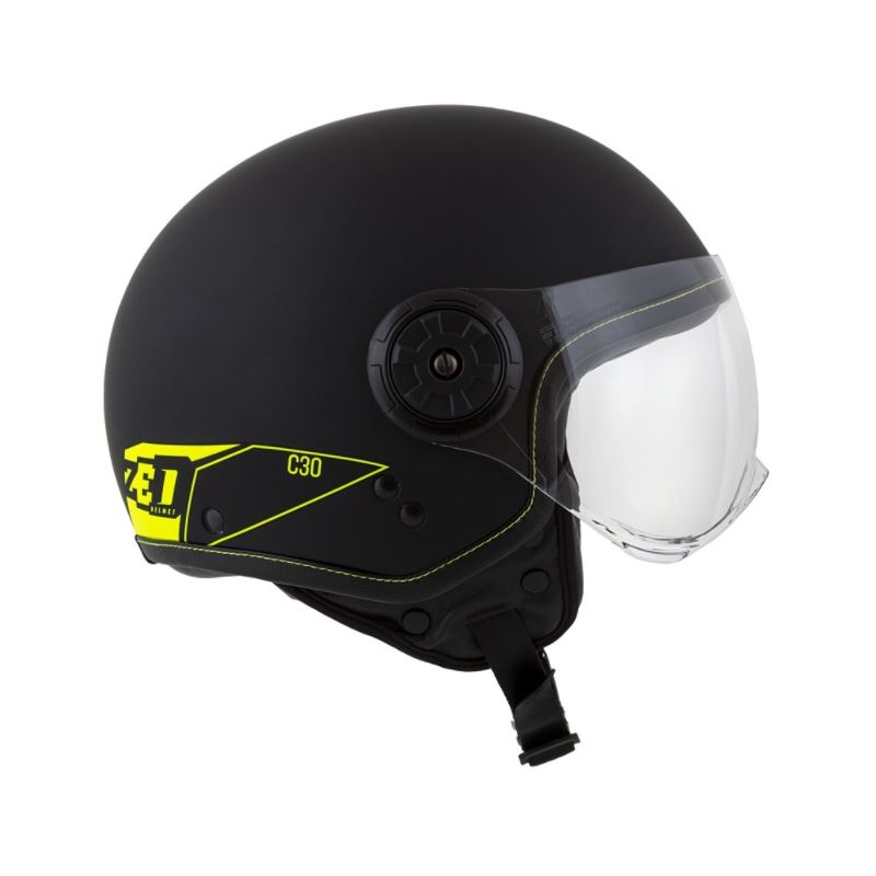Otvorena motociklistička kaciga ZED C30 crno-fluo žuta mat