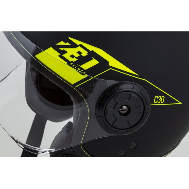 Otvorena motociklistička kaciga ZED C30 crno-fluo žuta mat