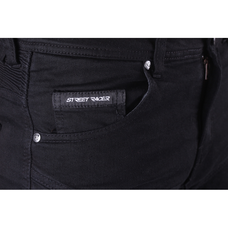Skraćene motociklističke traperice Street Racer Stretch II CE crne