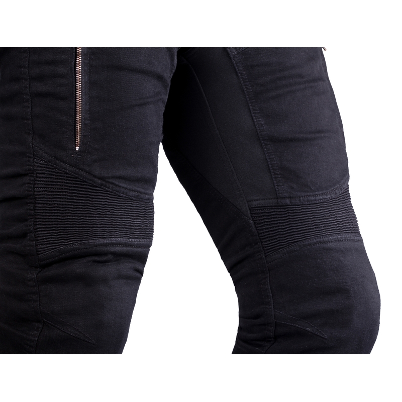 Skraćene motociklističke traperice Street Racer Stretch II CE crne