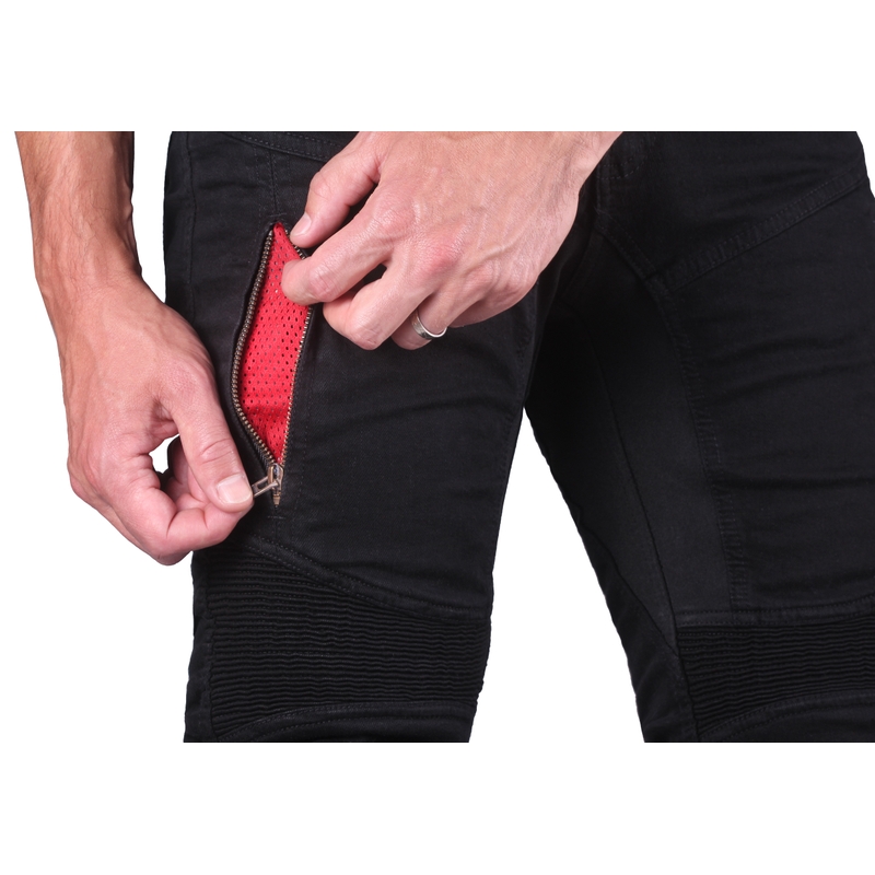 Skraćene motociklističke traperice Street Racer Stretch II CE crne