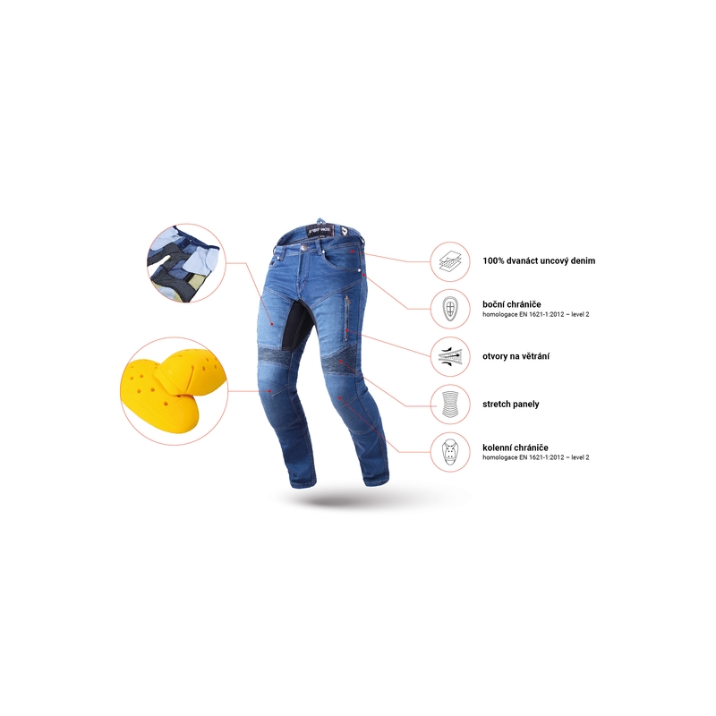Skraćene motociklističke traperice Street Racer Stretch II CE plave