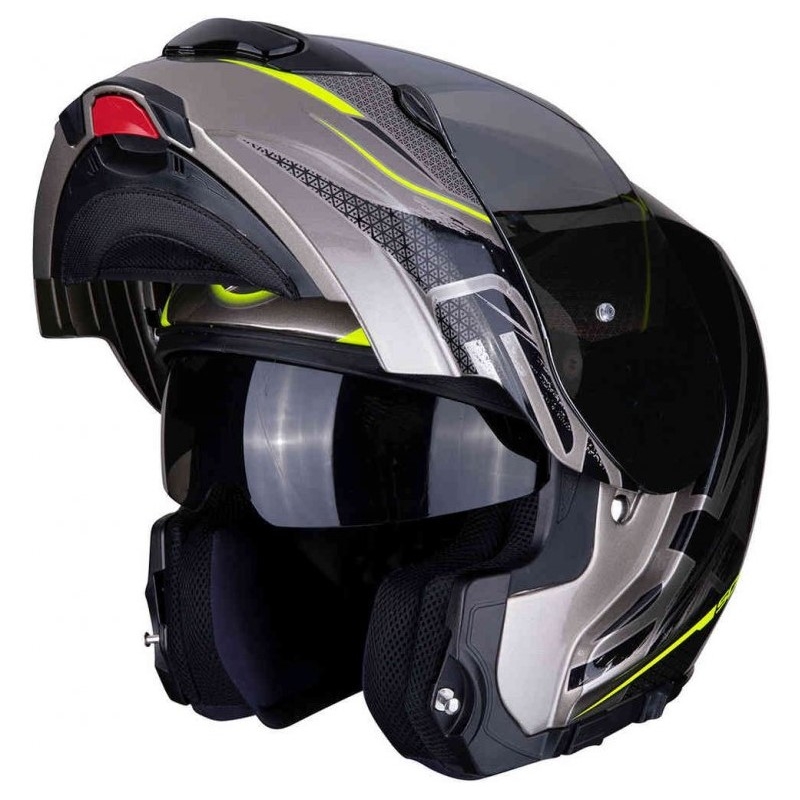Preklopna kaciga Scorpion EXO-3000 Air Creed titanium-black-fluo yellow - II. kvaliteta